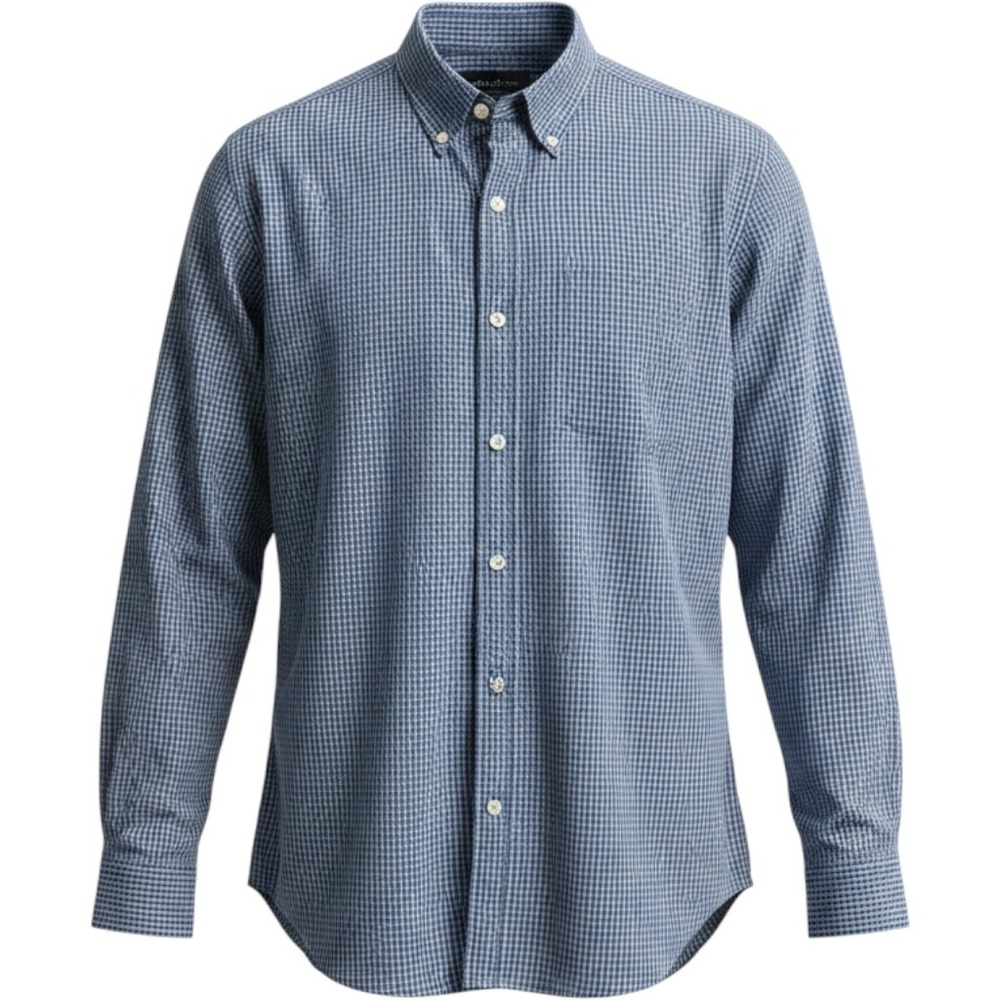 Eddie Bauer Button Down Mens L Wrinkle Free Slim Fit Micro Check Excellent